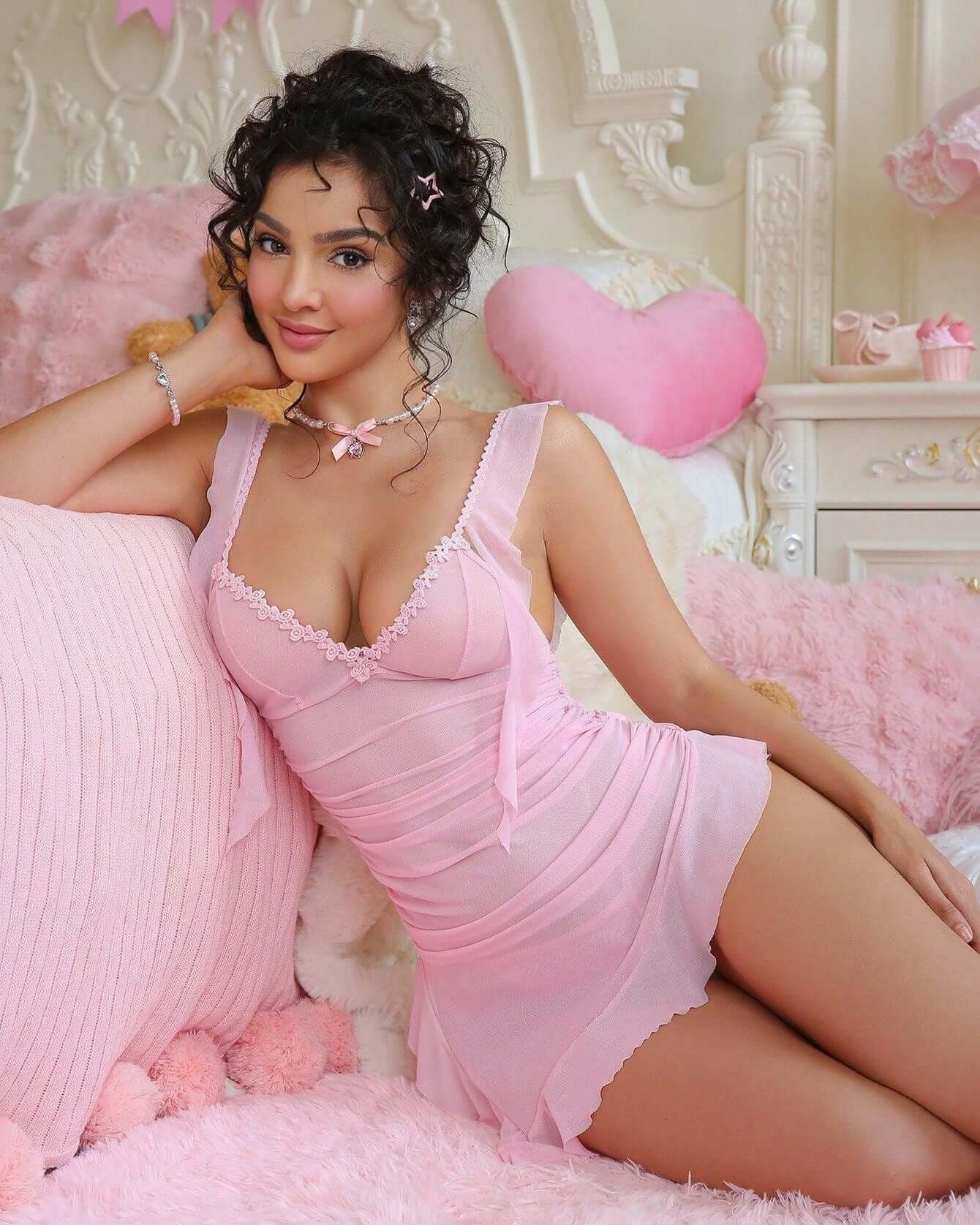 Pink sheer nightslip from The Blackmarket Lingerie