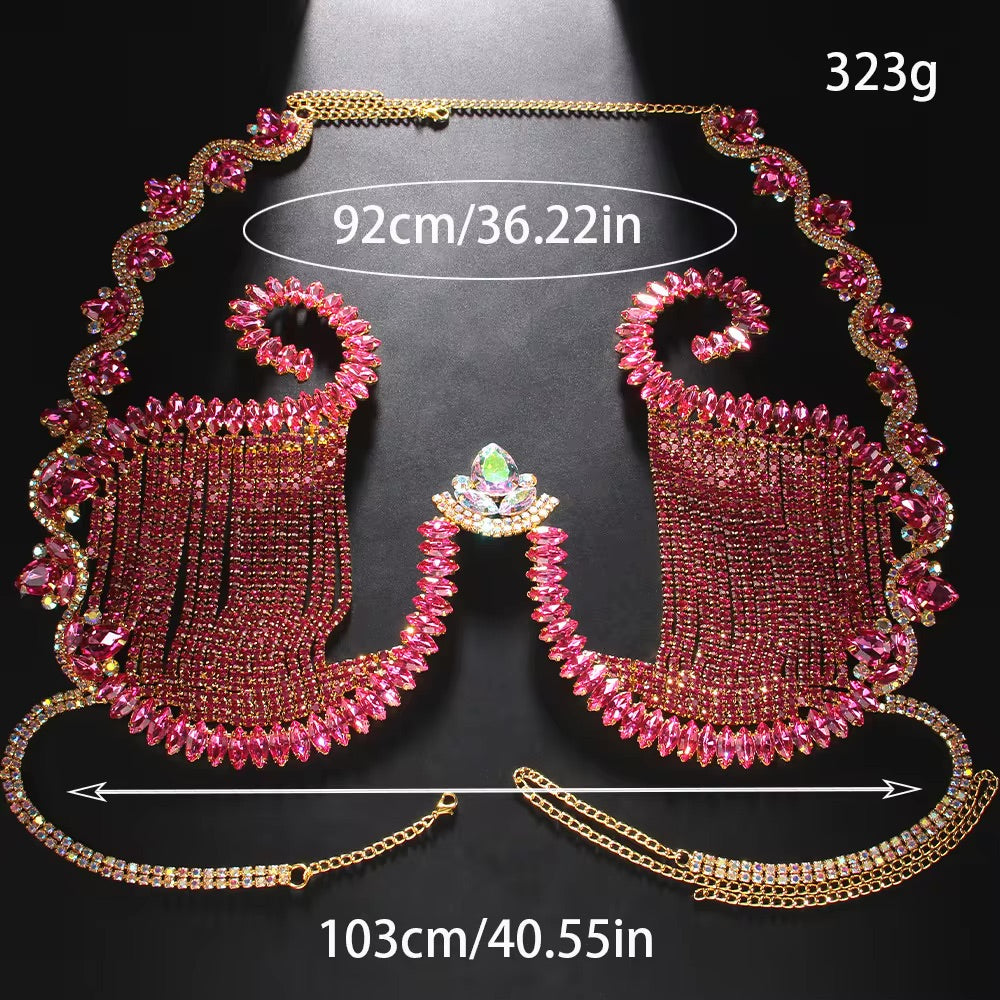 jewelled bra sparkling burlesque dancer costume gold silver gemstones
