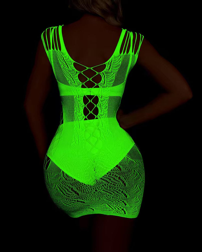 Back view of Glow in the Dark Bodystocking from The Blackmarket