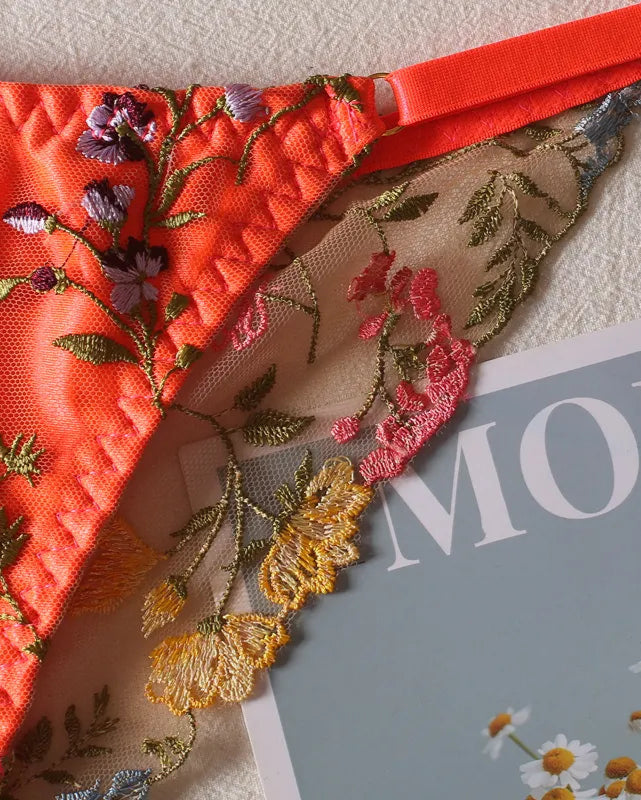Brief Detail of the Full Bloom Orange Lingerie Set