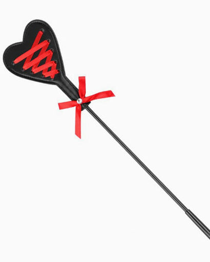 Heart crop with red corset lacing and bow – Laced With Trouble