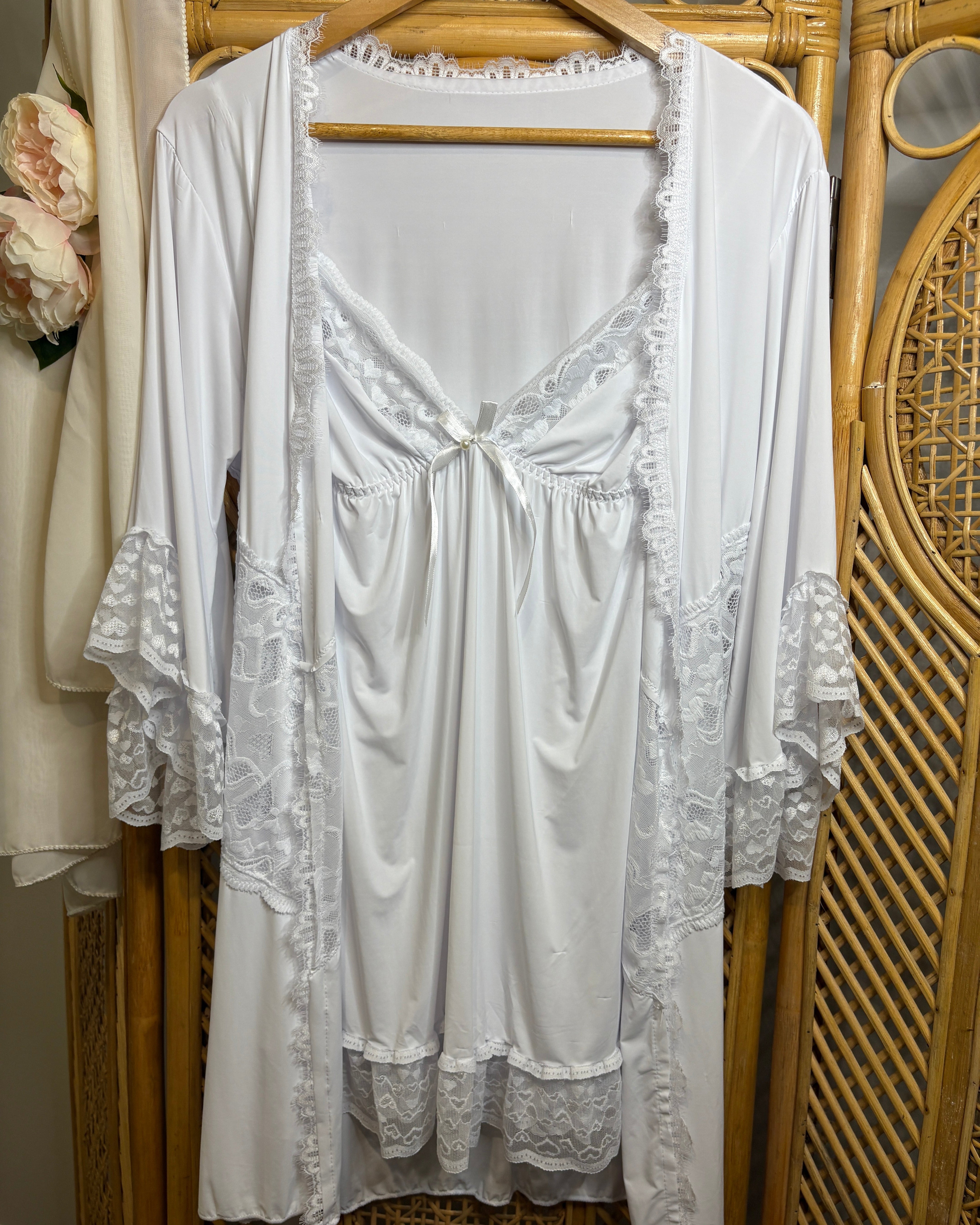Let Love In White Nightdress and Robe