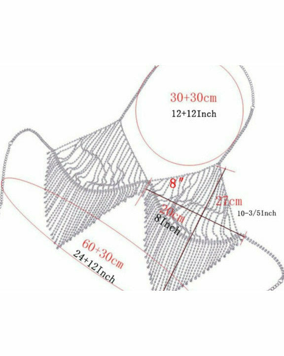 dimensions and fit of the flawless rhinestone bra