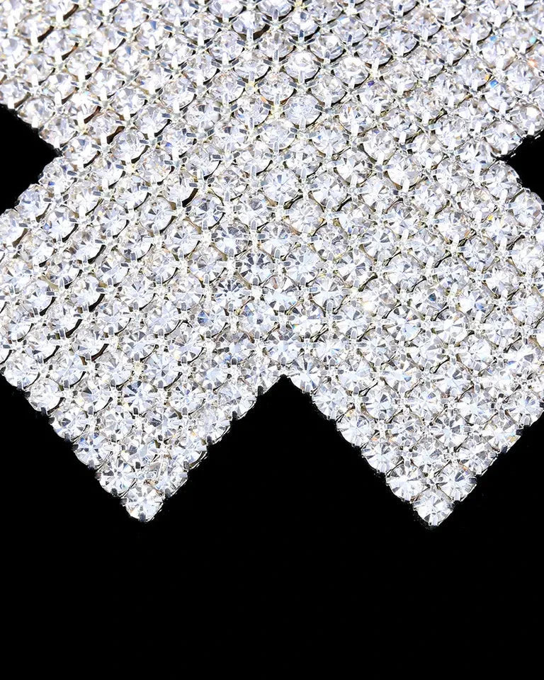 Hidden Assets - Crystal Cross Nipple Covers/Pasties - Silver or Gold - The Blackmarket Lingerie