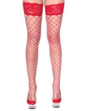 Winnie Fishnet Stockings Black, Red or White - theblackmarket.net.au