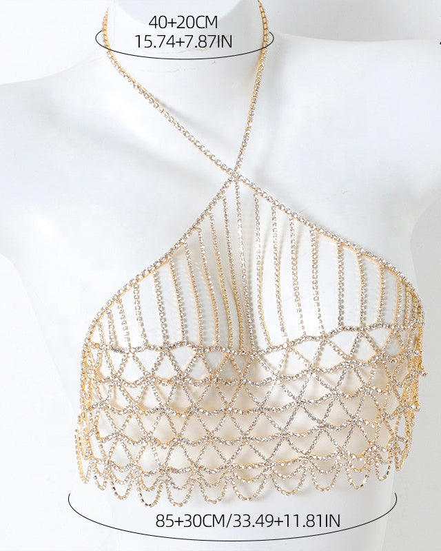 performance lingerie gold chain and rhinestone set sizing guide