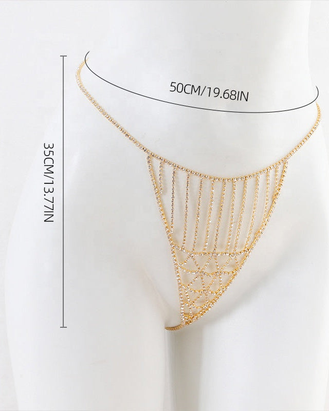 performance lingerie gold and rhinestone chain set size dimensions