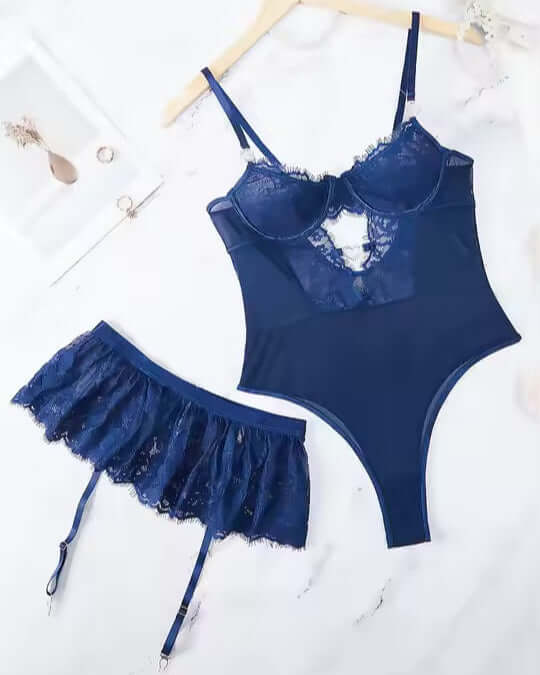 Curvy Bodysuit in Navy Lace Sexy Plus Size Lingerie from The Blackmarket