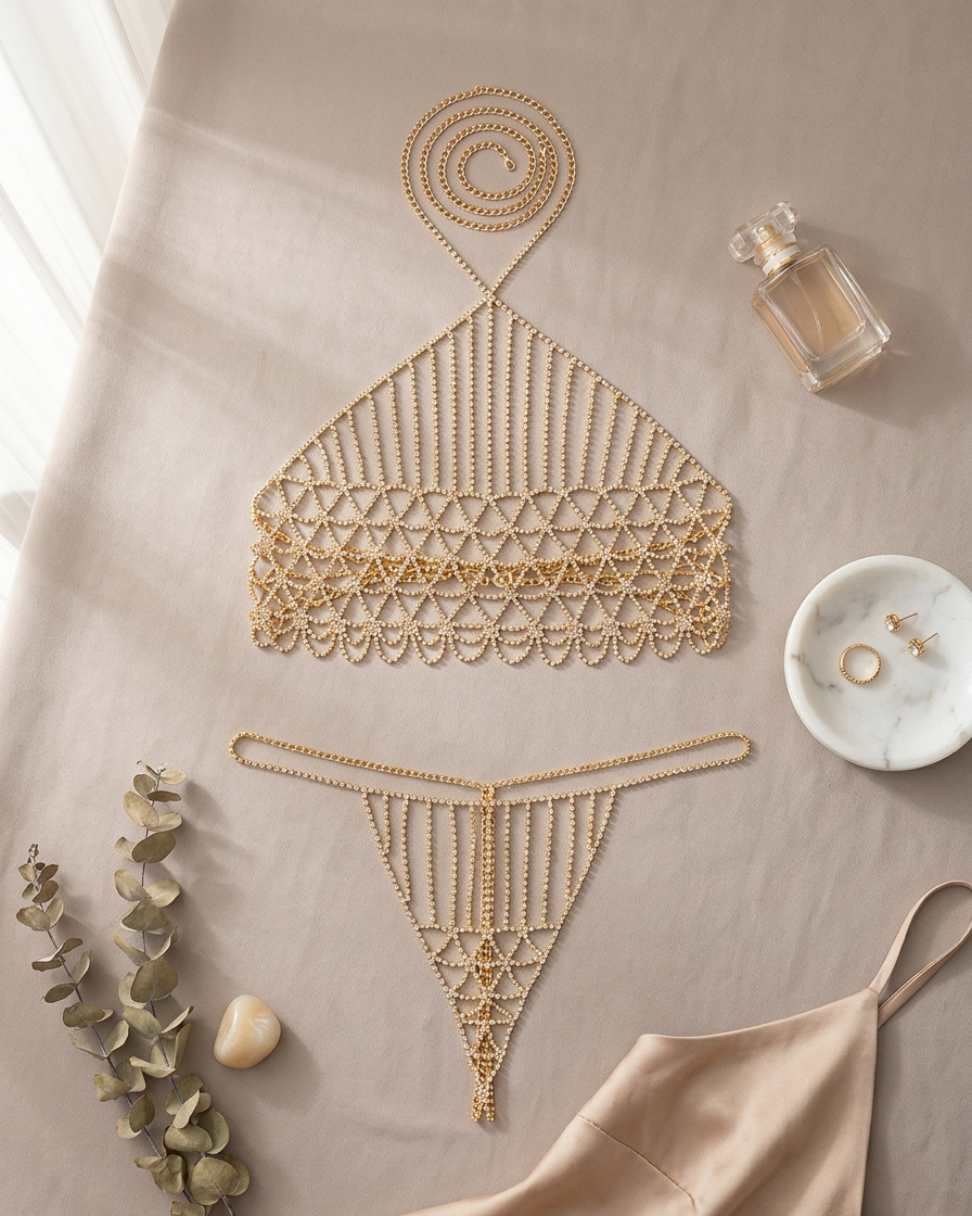 statement gold body chain lingerie designed for performance wear