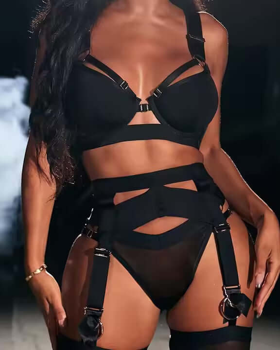 Night to Remember Curvy Stretch Lingerie Set – Jet Black