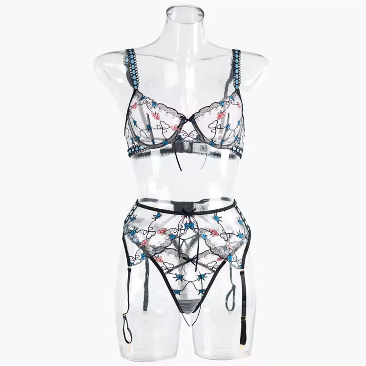 Sheer pretty lingerie set bra, G and brief