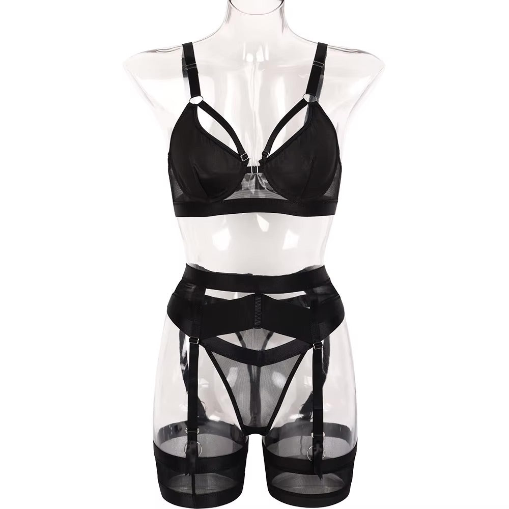 Night to Remember Curvy Stretch Lingerie Set – Jet Black