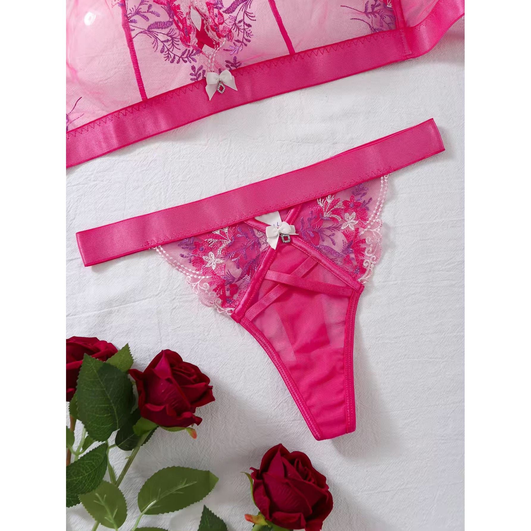 Hello Sweetheart pink sheer lace wirefree bra and matching brief from The Blackmarket