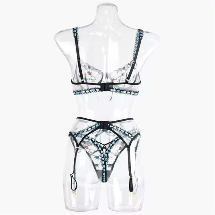 Sheer pretty lingerie set bra, G and brief