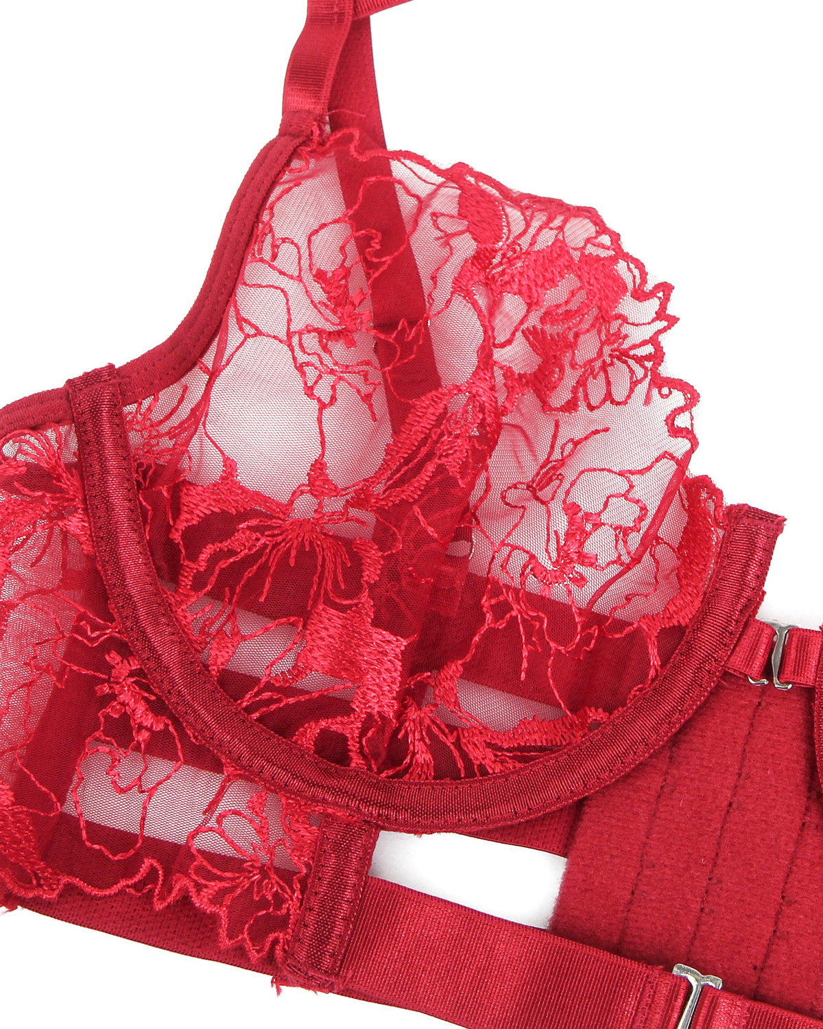 Knock ’Em Dead – Curvy Red Lace Harness Lingerie Set - The Blackmarket Lingerie 