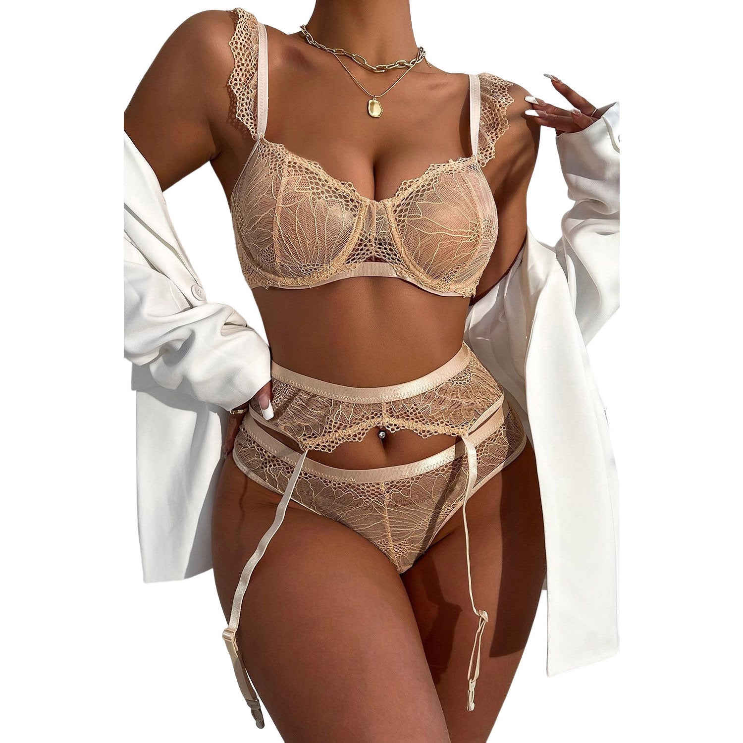 Softly, Softly - Bra, Garter and G set - S and L - The Blackmarket Lingerie and Swimwear