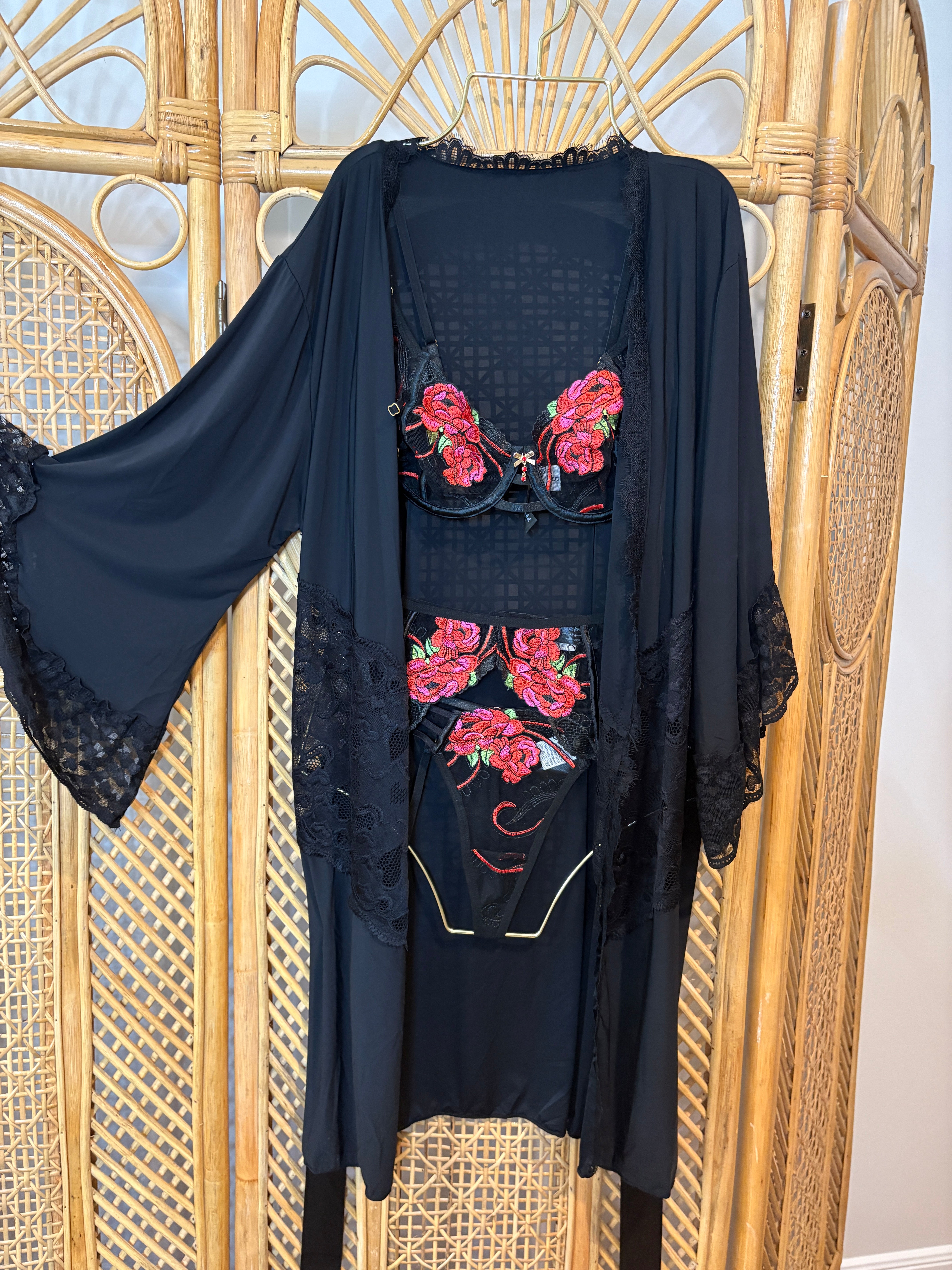 Let Love In Slinky Black Night Robe