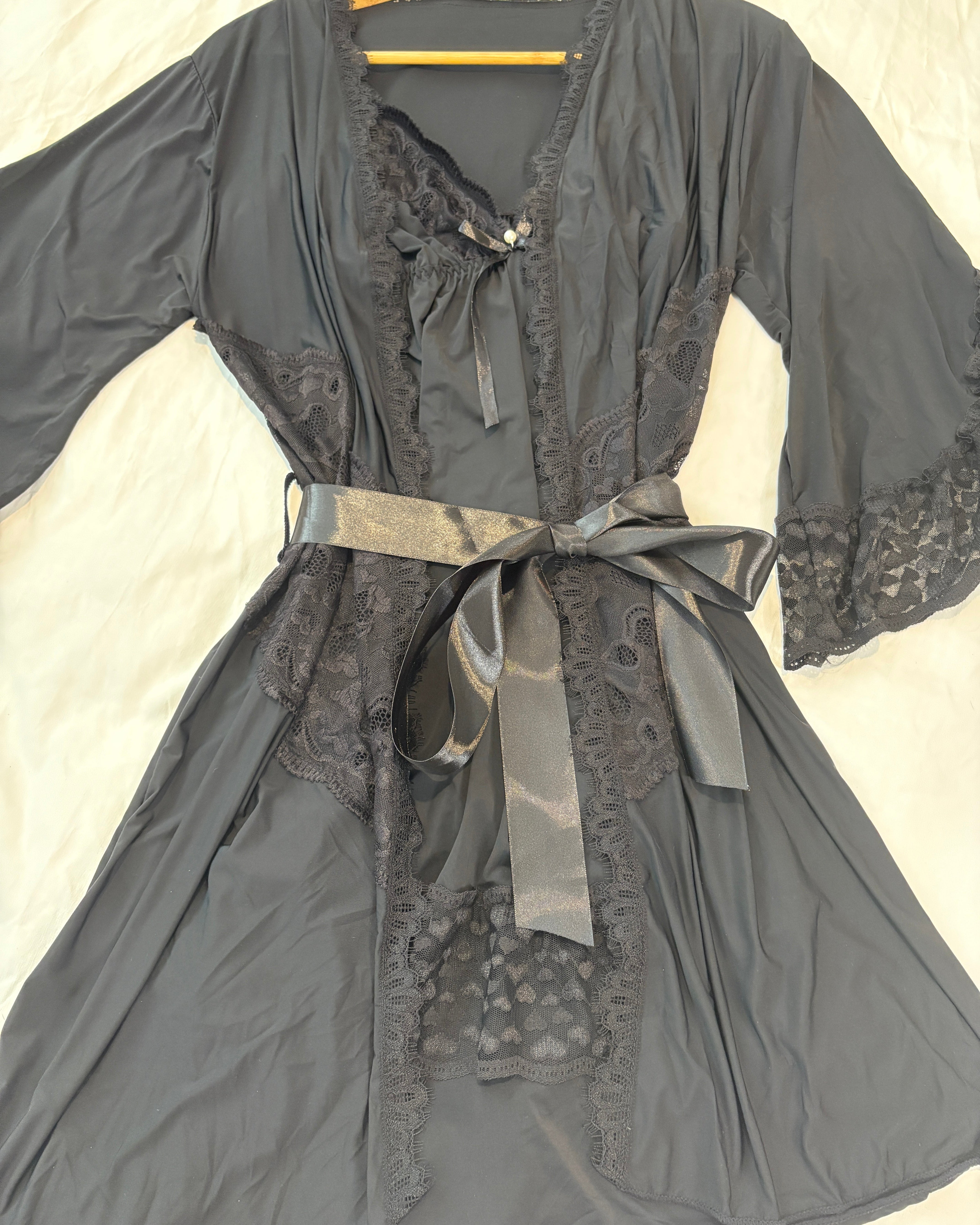 Let Love In Slinky Black Gown Robe
