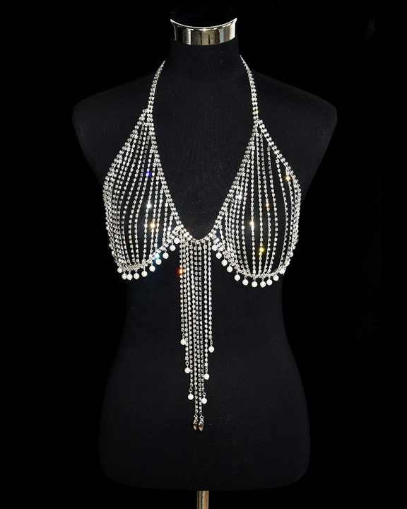 Rhinestone and pearl dance costume bra from The Blackmarket Lingerie