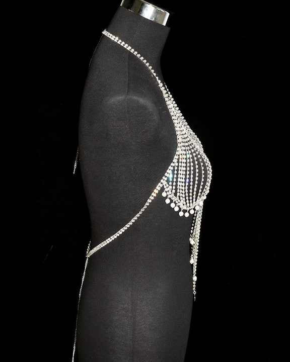 Side view of the Rhinestone Crystal Bra Mainstage from The Blackmarket Lingerie
