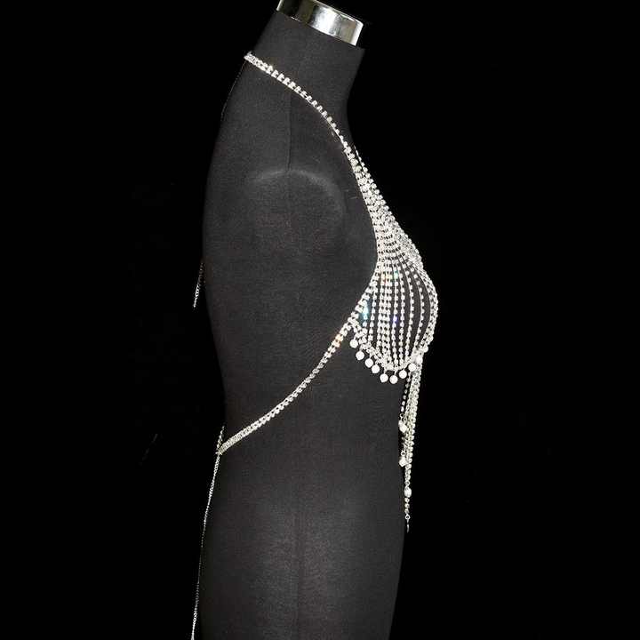 Side view of the Rhinestone Crystal Bra Mainstage from The Blackmarket Lingerie