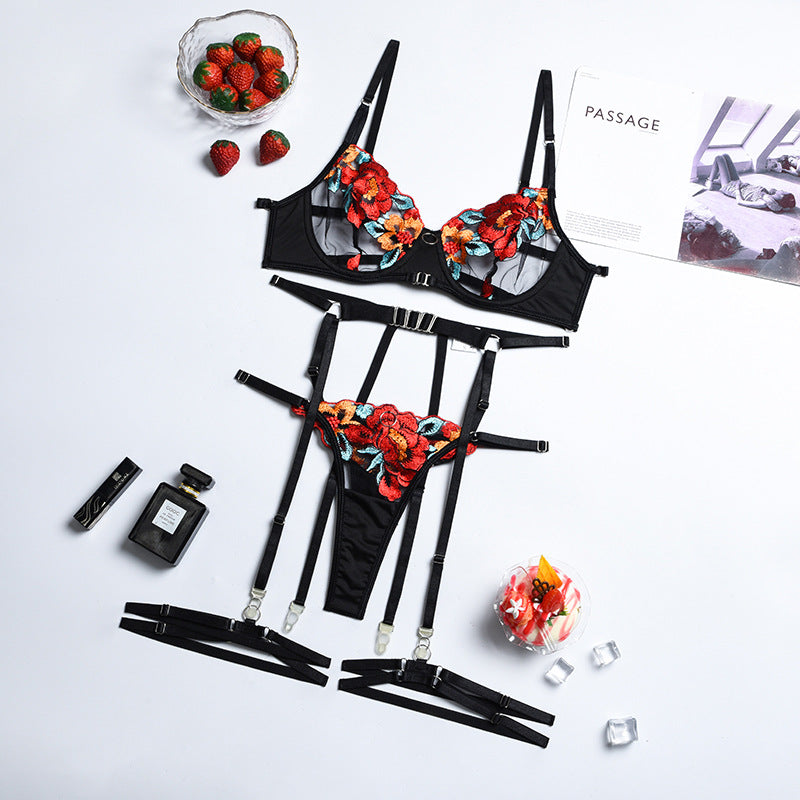 Heat of the Moment - Lace Bra, Suspender Belt, Garters and G - The Blackmarket Lingerie and Swimwear