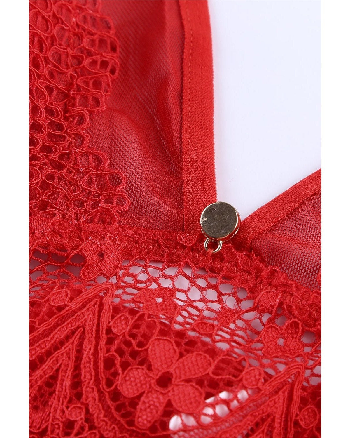 Emma Lace High Waist Brief and Bralette - Red - theblackmarket.net.au