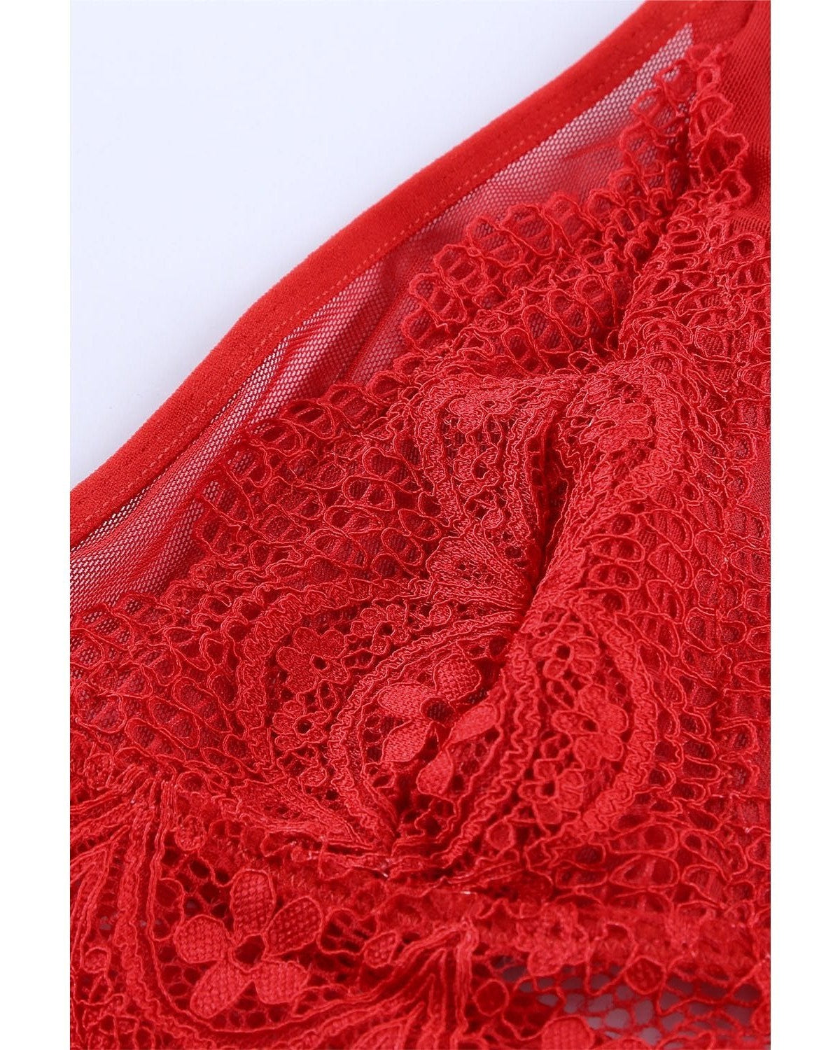 Emma Lace High Waist Brief and Bralette - Red - theblackmarket.net.au