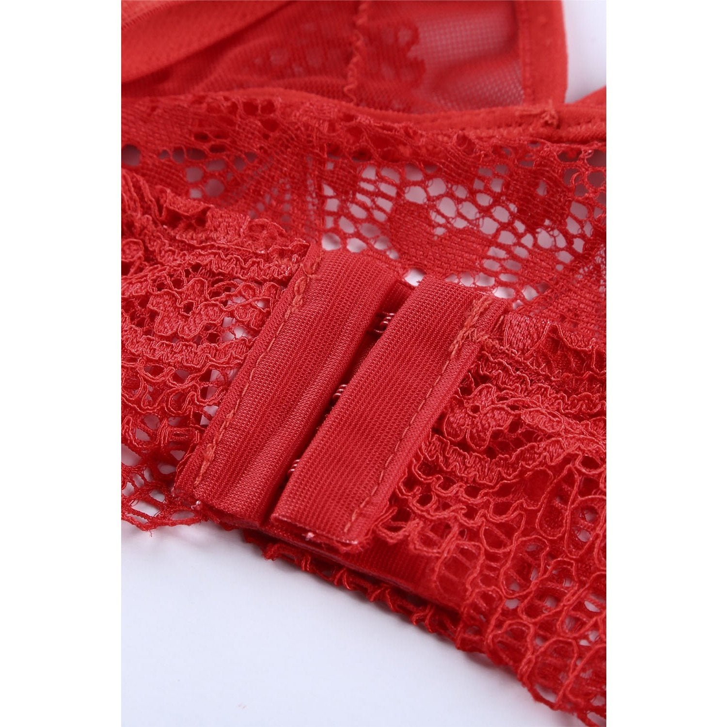 Emma Lace High Waist Brief and Bralette - Red - theblackmarket.net.au