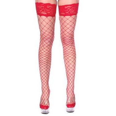 Winnie Fishnet Stockings Black, Red or White - theblackmarket.net.au